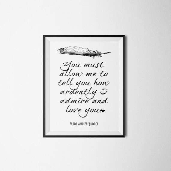 Pride And Prejudice Literary Print Bookish Quote By Shopnevermore