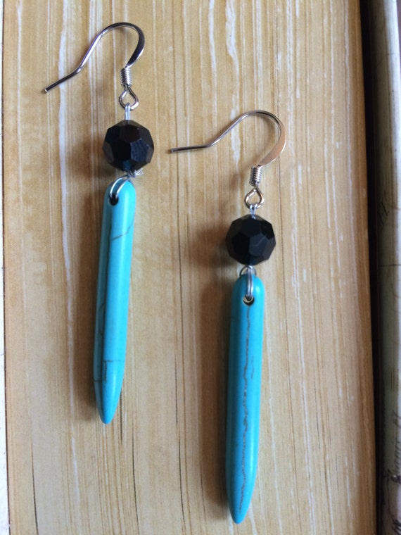 Turquoise Britt Spikes with Black Ball