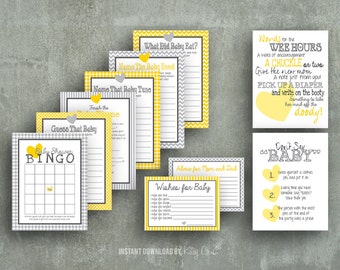 Baby Shower Games Package | Printable | Yellow | Instant Download Digital File