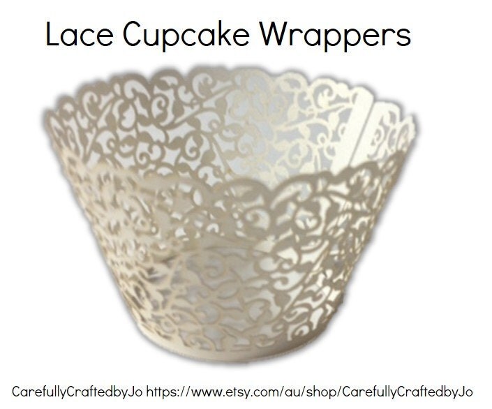 BULK White Lace Cupcake Wrappers Set of 96 Wedding