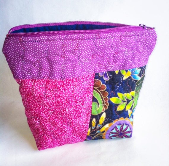 Jewelry bag - Quilted Zippered Fabric Pouch - Pill bag - Coin purse ...