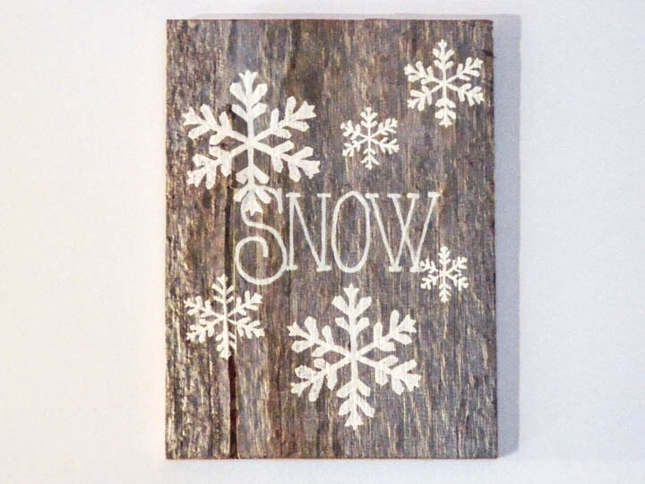 Barnwood Winter Decor Rustic Holiday Sign Snow with