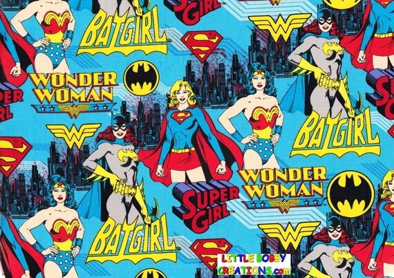 Super Heros Wonder Woman Bat Girl Batgirl Superwoman Super Girl Fabric Lamp Shade - You Choose the TRIM COLOR! (10 Sizes to Choose From!)