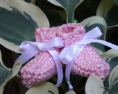 Pink Preemie Girl Booties - Crocheted Baby Booties - Baby Gift Pink Preemie Girl Booties - Crocheted Baby Booties - Baby Gift