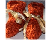 Orange Fall Preemie Baby Booties - Crocheted Baby Booties - Baby Gift Orange Fall Preemie Baby Booties - Crocheted Baby Booties - Baby Gift