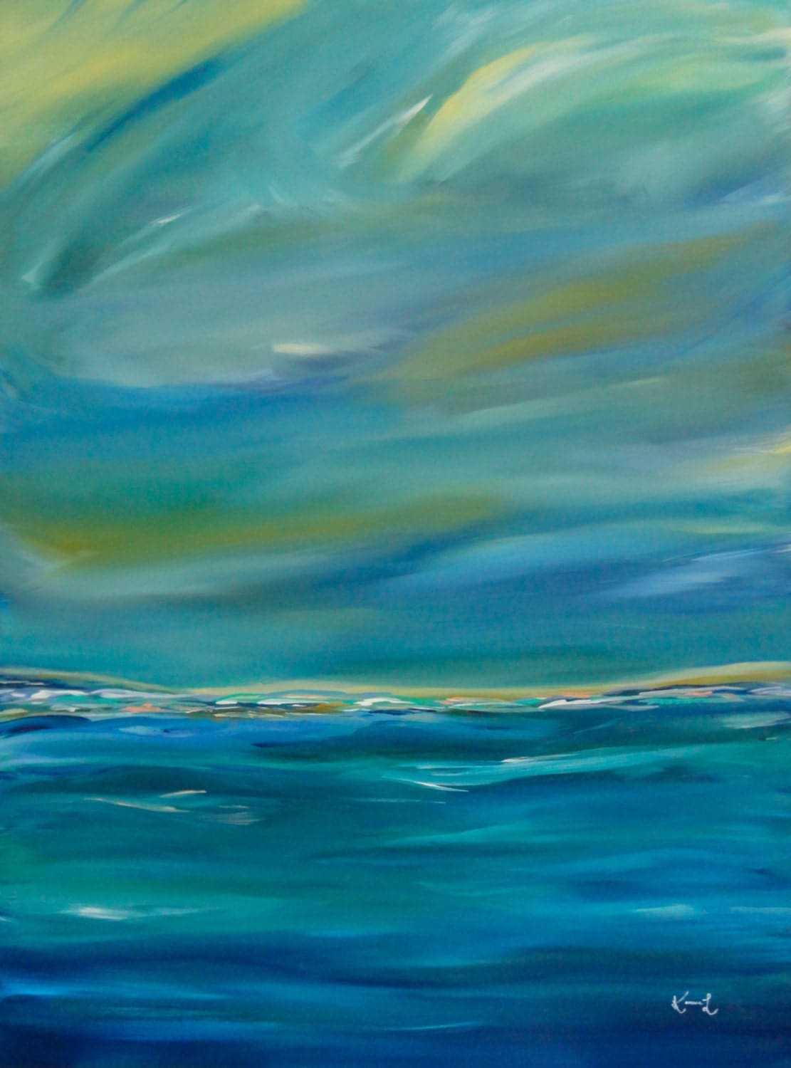 Large Seascape Painting Abstract 36x48 Contemporary Art