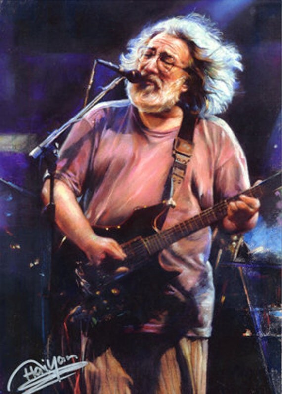 Jerry Garcia Grateful Dead Pastel Drawing Painting by poppicture