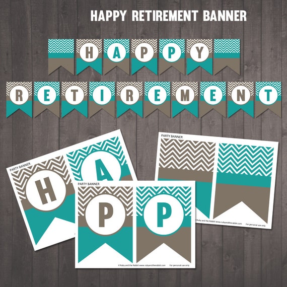 printable happy retirement banner chevron