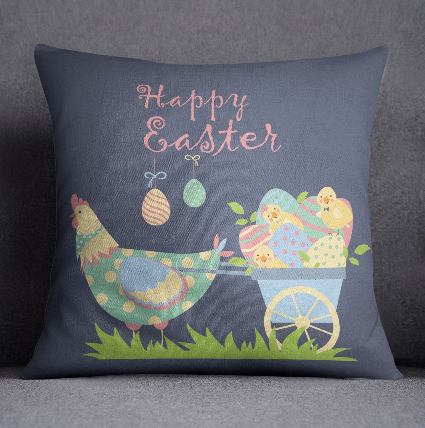 Easter Pillow Easter Decorations Fun Printed Easter by InkandRags