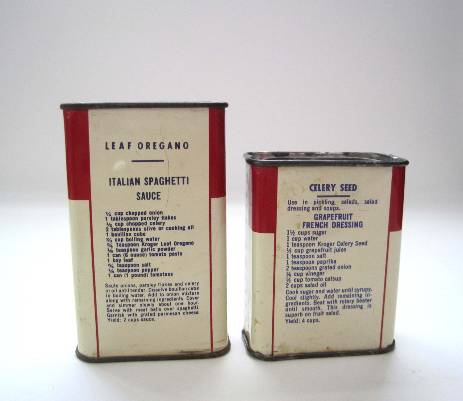 Kroger Spice Tins 1950s Oregano and Celery Seed Tea Tin