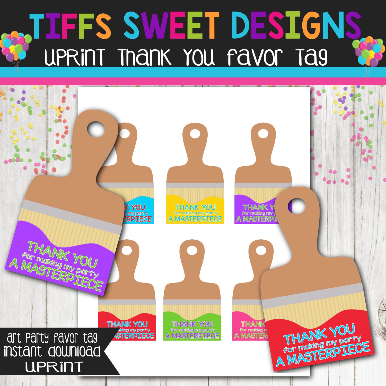 Artist Party Thank You Tags Art Party Paint Party Custom