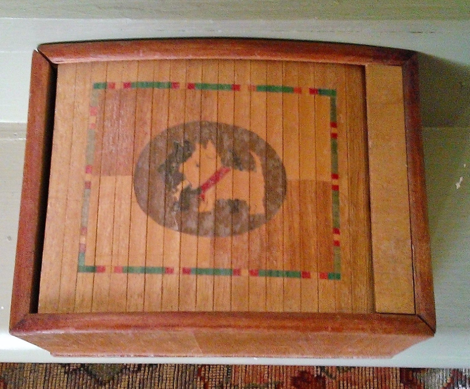 Vintage roll top box with drawer decorated with by Marcialois