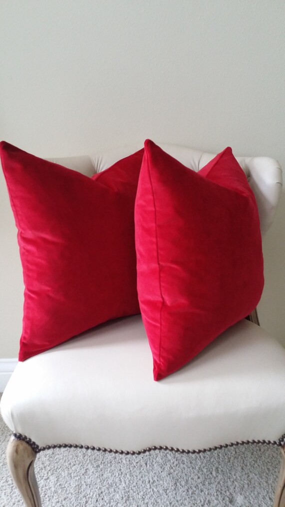 Set of 2 Red Velvet Pillow Cover