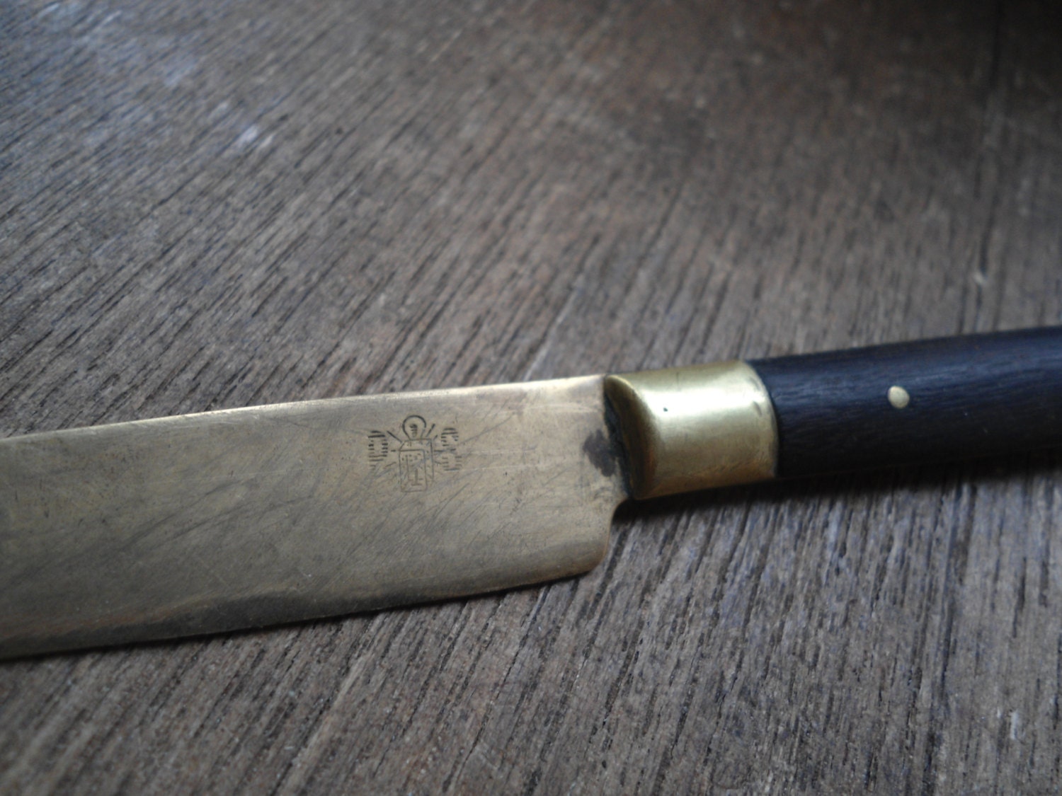 Antike kleine Messing Obstmesser altes Küchenmesser von Oldchest