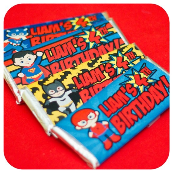 Superheroes Candy Bar Wrappers; Superheroes Party; Superheroes Birthday Party Printed, Cut, and Shipped to you Il_570xn