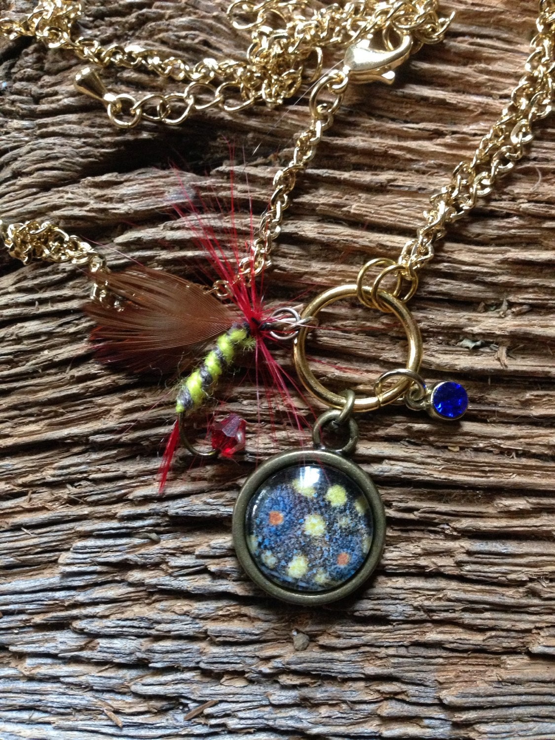 Brook trout necklace brook trout fly fishing necklace with