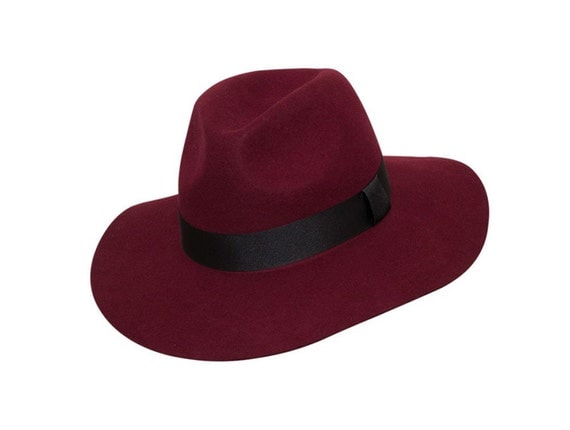 Burgundy Lazy Fedora 100% Wool