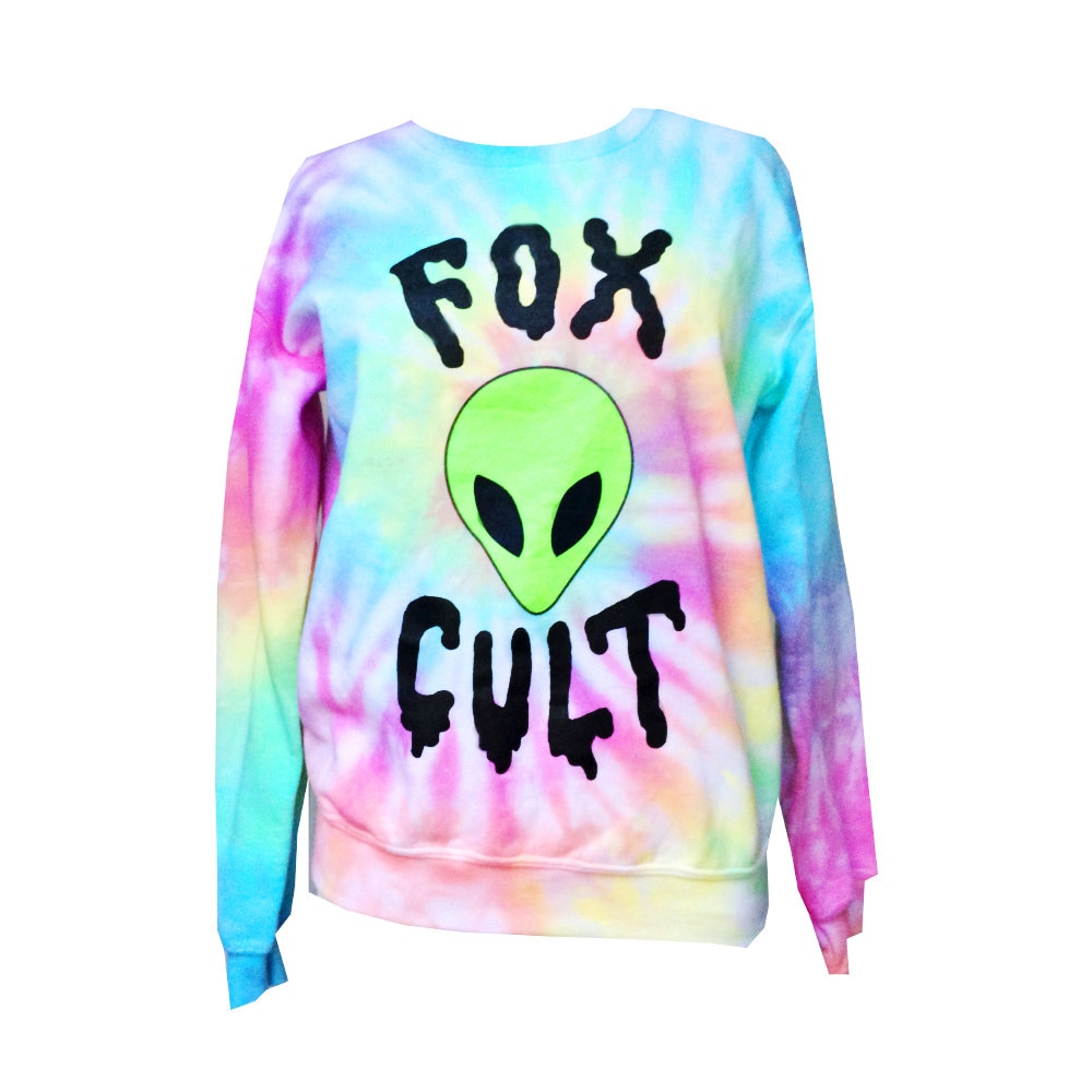 Sale Pastel Tie Dye Alien Sweatshirt Foxcult Sweatshirt