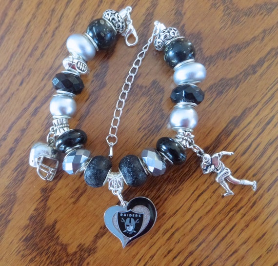 Oakland Raiders European Charm Bracelet Nfl