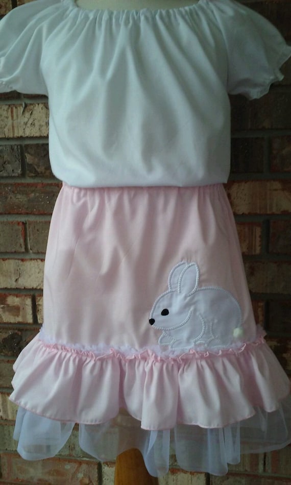 Girls Easter Bunny Skirt in big girls sizes 7 8 9 by GollyGiggles