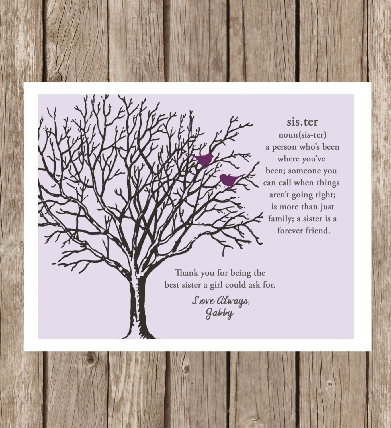 SisterNounSister Definition Print Sister Gift Sister