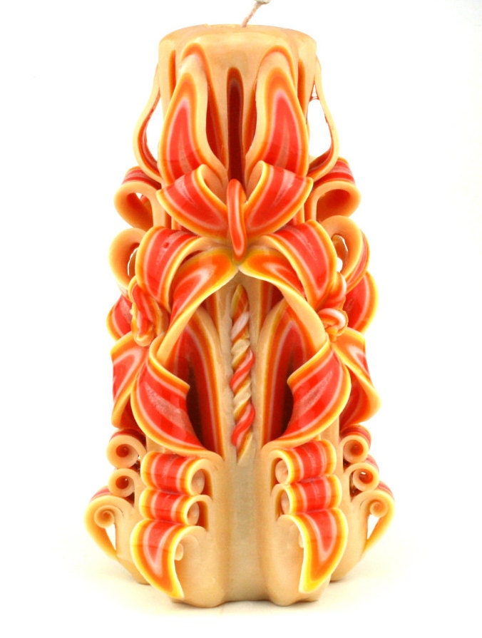 carving for paraffin wax orange white and by yellow CarvedMagicCandles Carved Candles