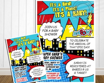 PRINTABLE Superhero Baby Shower Invitation Comic Baby Shower Announcement Super hero Baby Shower Superhero invitation Super hero invitation
