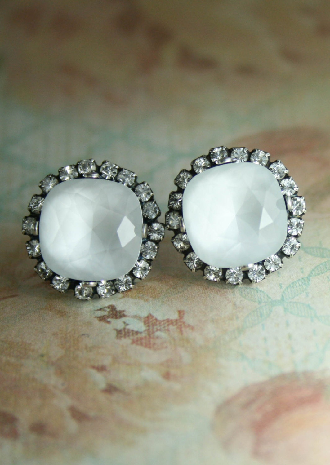 Grey crystal earringsgray bridesmaid by EndoraJewellery on Etsy