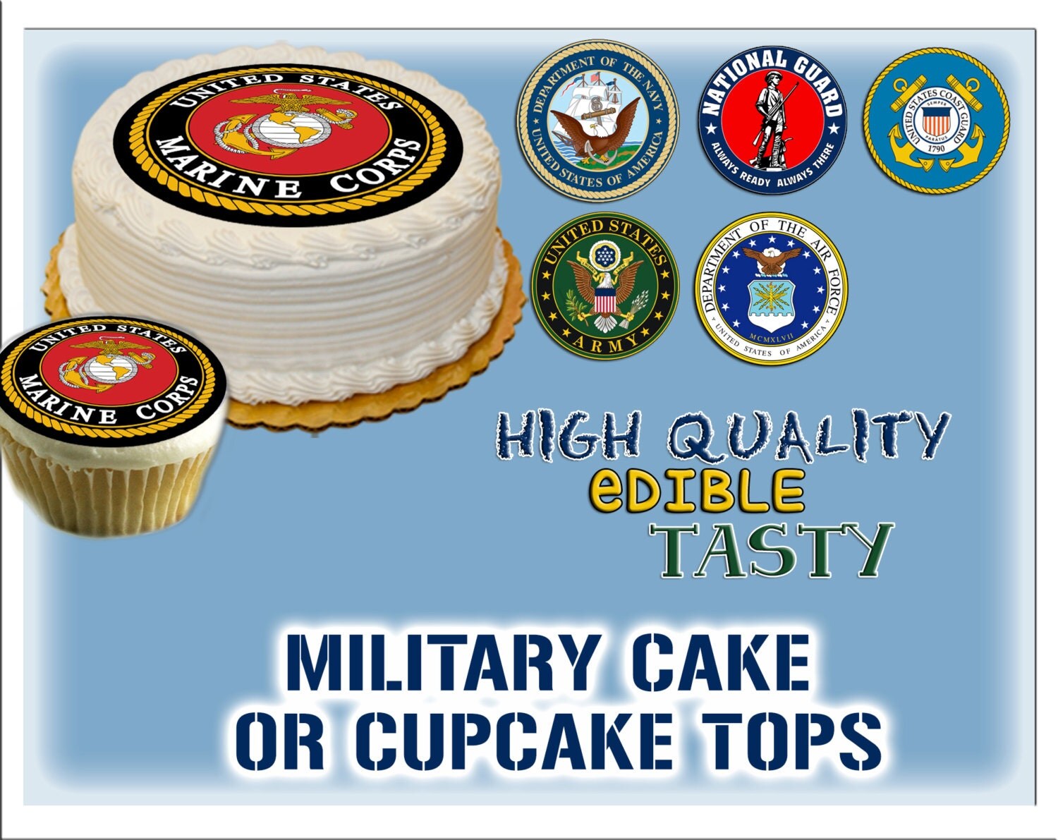 Military edible cake or cupcake toppers Sugar by ...