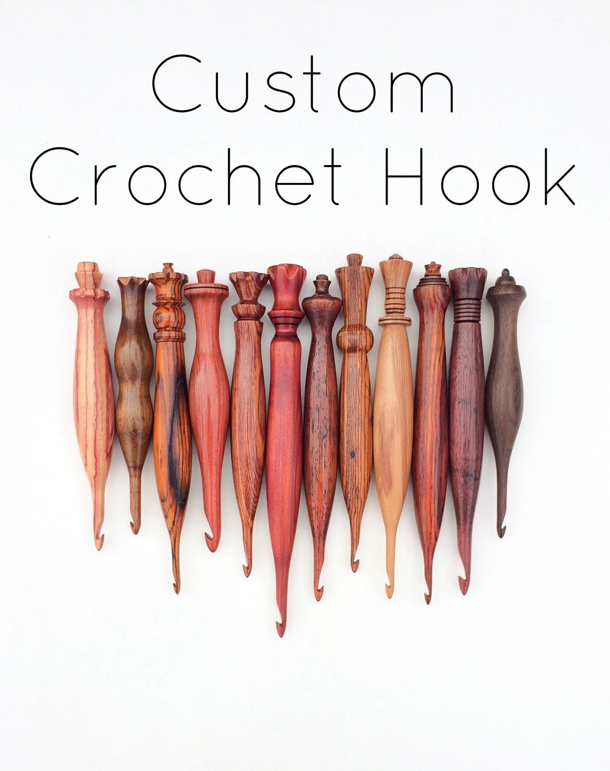 CUSTOM MADE Wood Crochet Hook Any Size by bqueencollection on Etsy