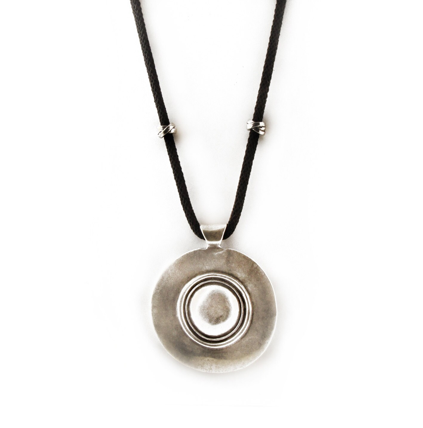 Black Rope Statement Necklace Large Ethnic Pendant Necklace