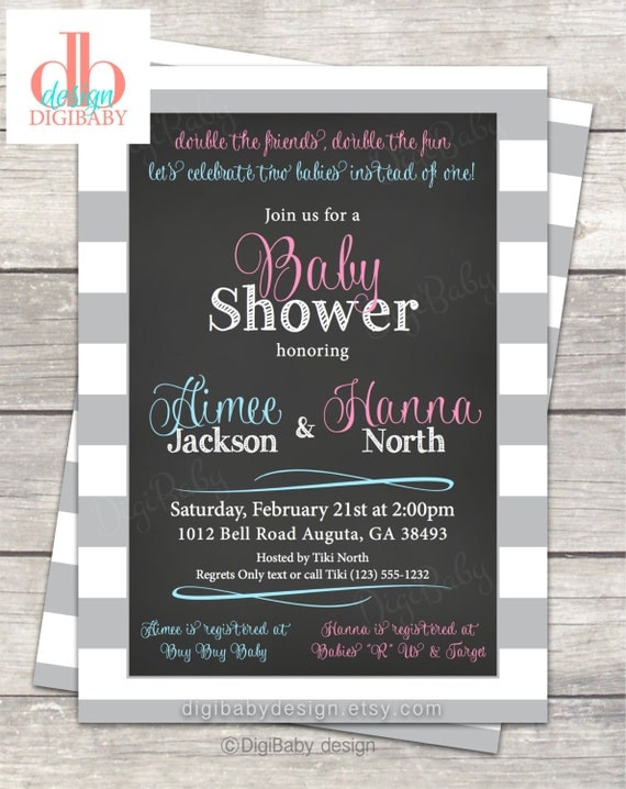 Joint Baby Shower invitation for boys and girls by DigiBabyDesign