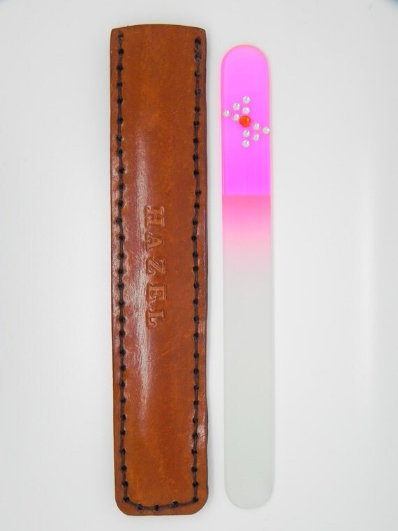 Personalized Leather Nail File Case Custom by TinasLeatherCrafts