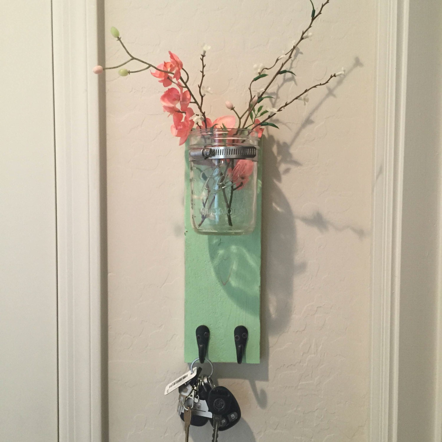 Mason Jar Key Hooks by SparkleandShine7 on Etsy