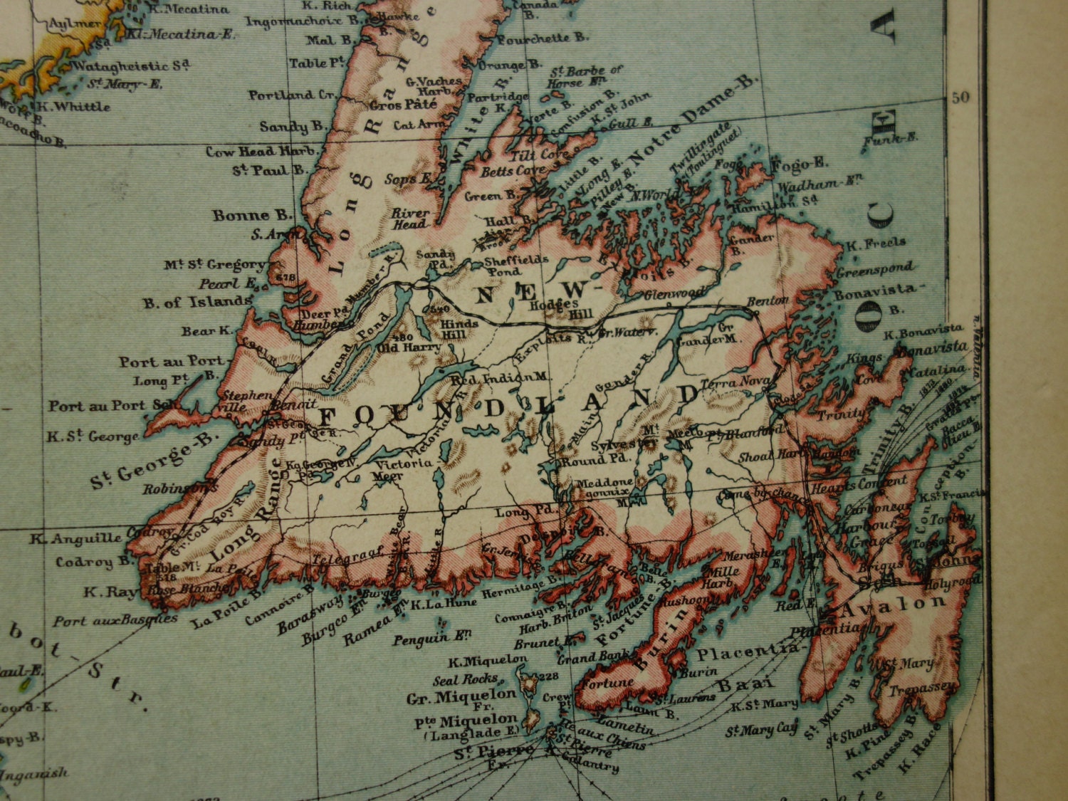 Antique map of eastern Canada beautiful and detailed