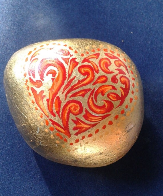 valentines day gift for her or him.heart.painted stones.hand painted ...
