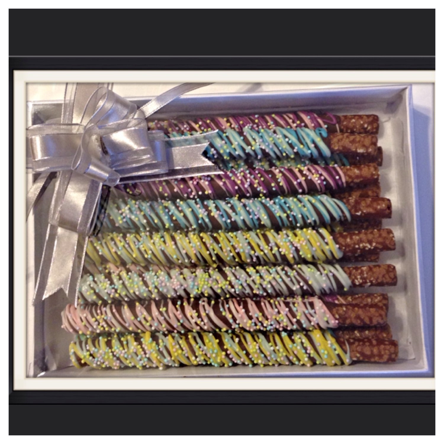 Easter and Spring Chocolate covered pretzel gift box