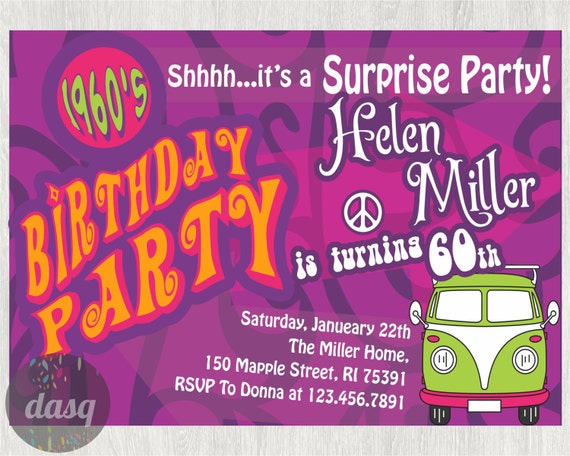 Hippie Invitations Birthday Party 9