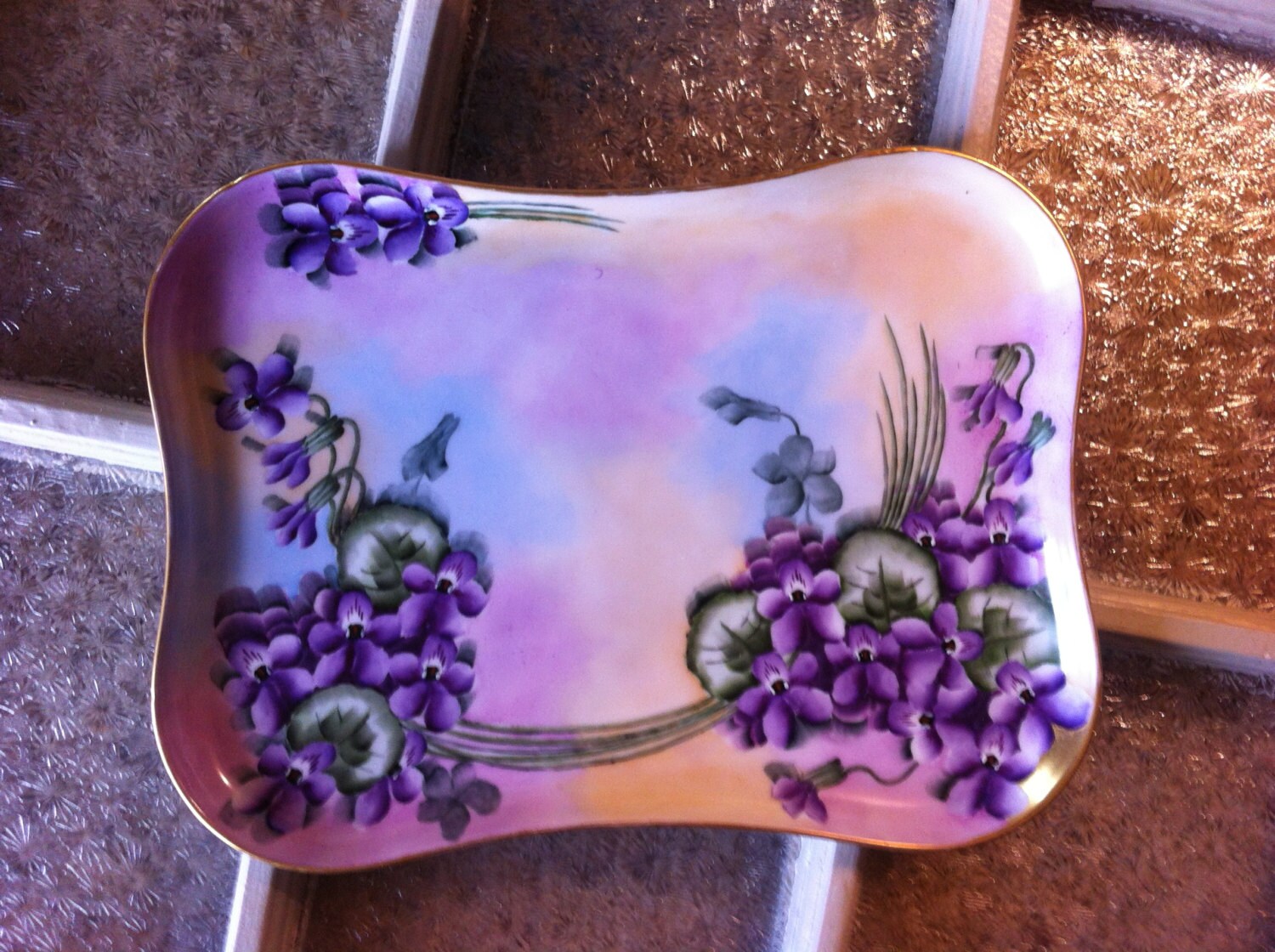 Antique handpainted porcelain tray by Alice by MimisDavenport