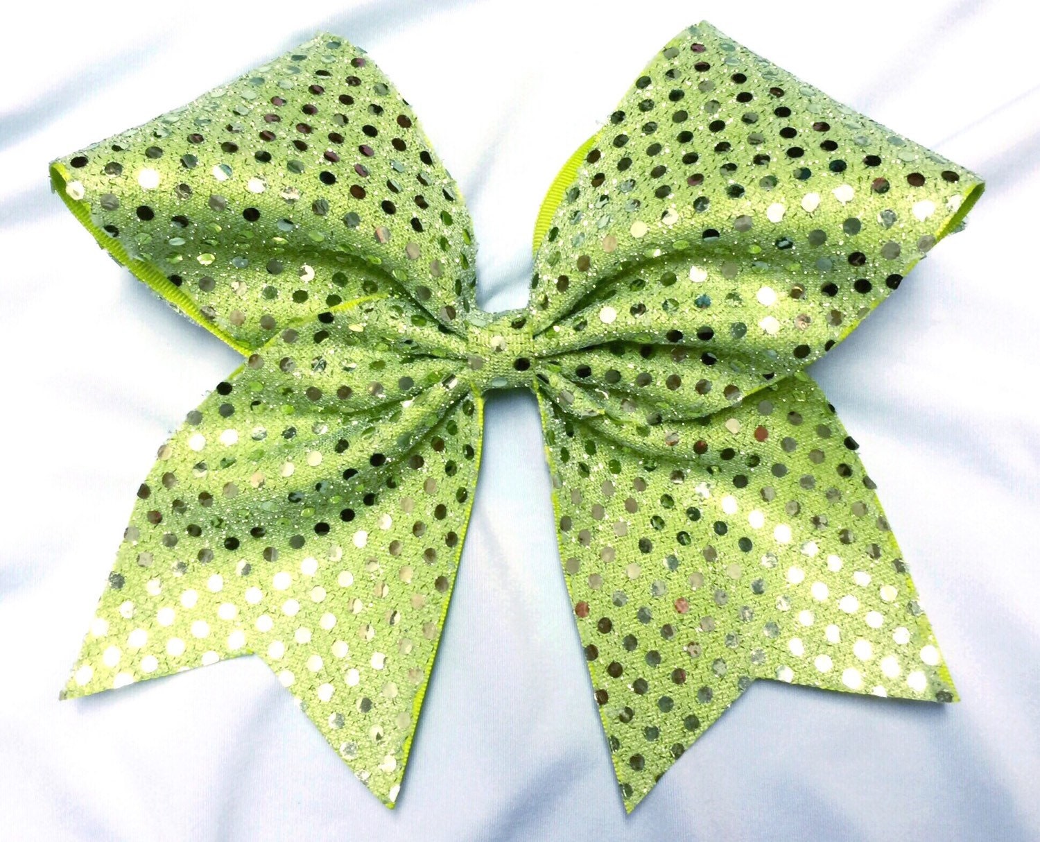 SALE Lime Green Sequin Cheer Bow/ Large Sequin bow/ Lime