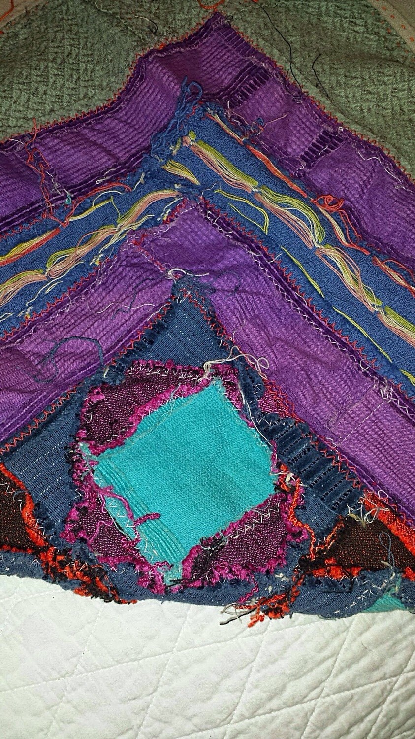 Large Vintage Wool and Corduroy Handmade Quilt by LEMmONyADEstAND