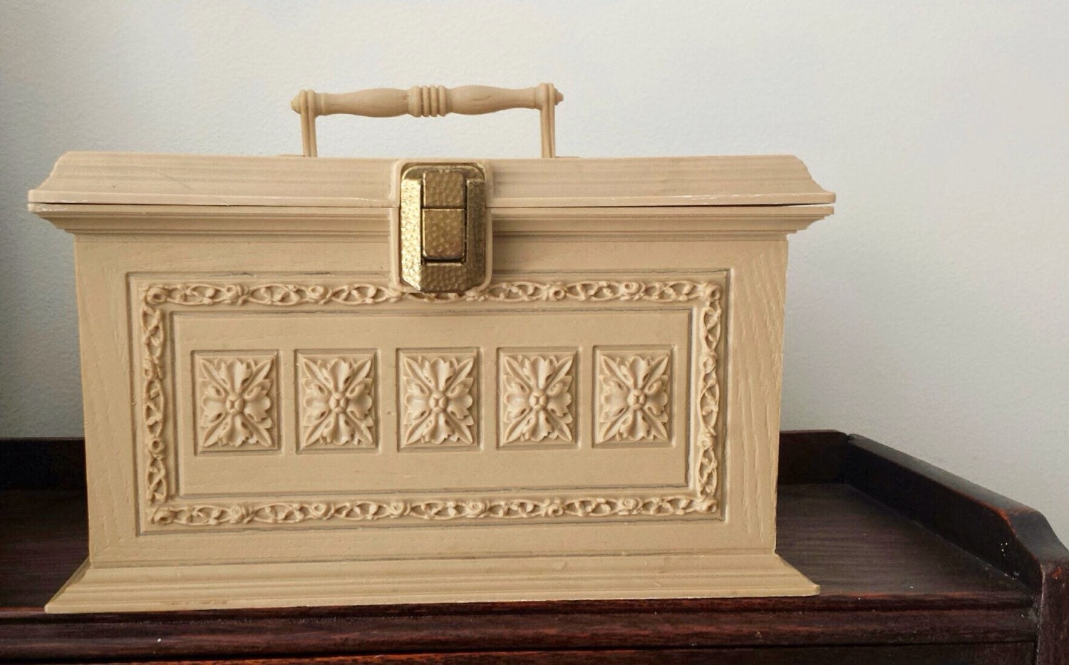 Vintage 1970s Sewing Box Max Klein Molded Plastic Floral