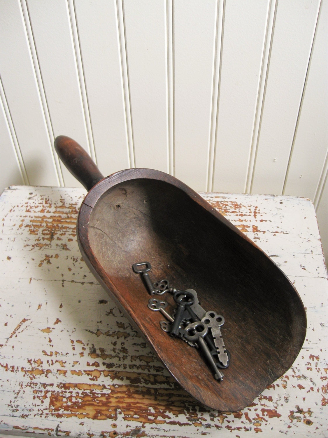 Antique Wood Grain Scoop Large Wooden Grain Scoop Handmade