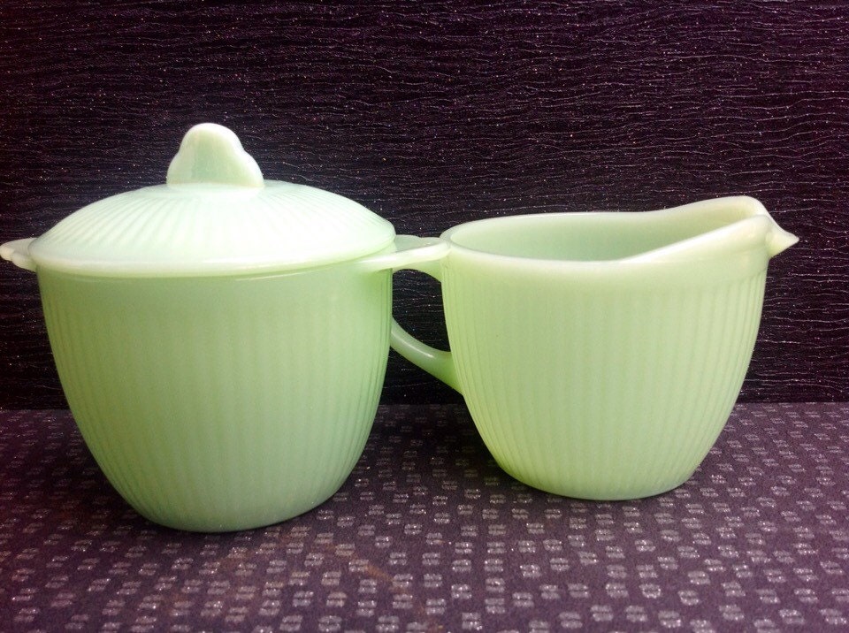 Vintage Fire king Jadeite milk jug /pitcher in by Onmykitchentable