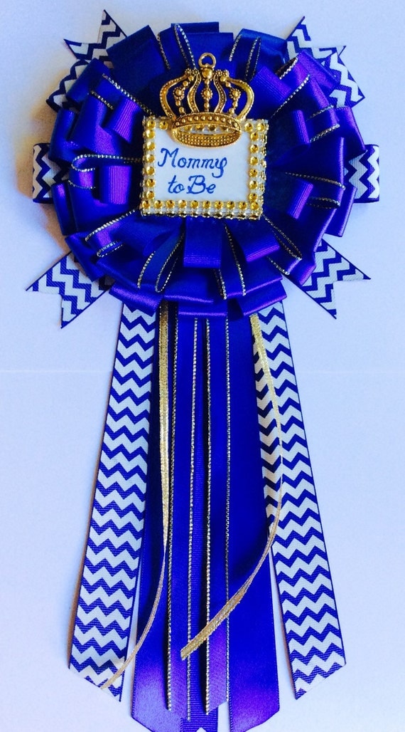 Royal blue baby shower mommy to be pin by Marshmallowfavors