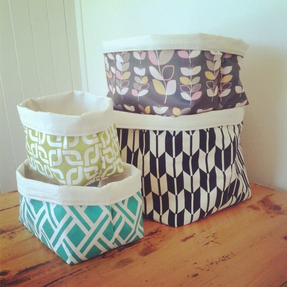 Fabric storage basket storage bin or gift by EmpireEcoDesigns