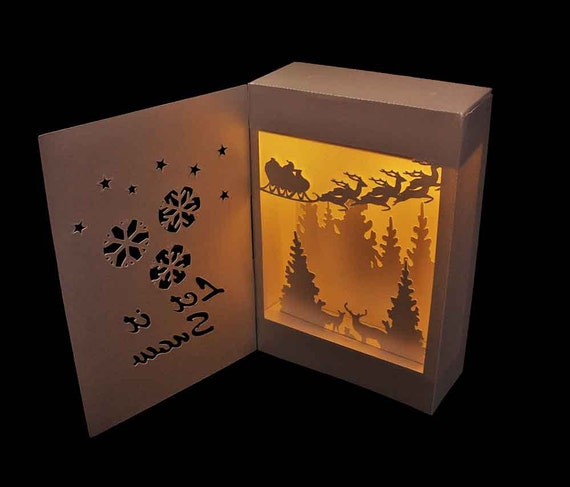 Download 3D SVG Shadow Box Lantern Let it Snow