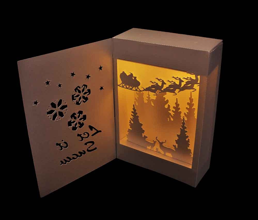 3D SVG Shadow Box Lantern Let it Snow