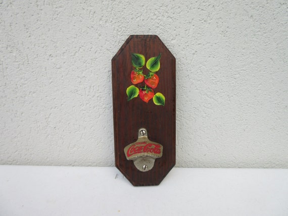 vintage coke opener bottle cap plaque with Cola,bottle Vintage opener coke,Coca on wood