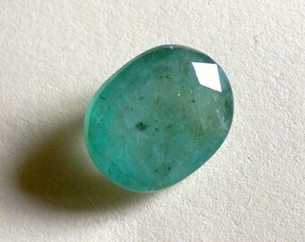 2.71 Ct. Natural Brazilian Emerald. Certified, clean and smooth surface, lively leaf green color. Big face gem (10 mm).